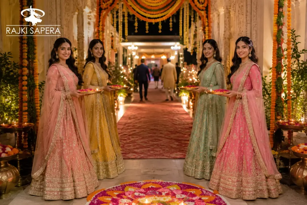 Traditional welcome girls for wedding